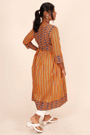 Orange Printed Cotton Kurta 10075950