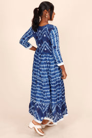 Blue Shibori Printed Cotton Dress 10075951