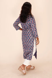Blue Handblock Printed Cotton Kurta 