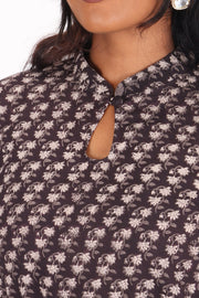 Black Jahota Hand Block Cotton Kurta