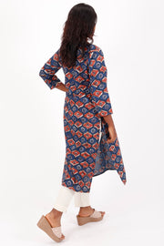 Blue Jahota Hand Block Cotton Kurta