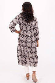 Black Jahota Hand Block Cotton Kurta 
