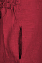 Red Solid Style Cotton Pant 10062711 