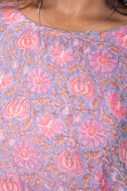 Pink Handcrafted Chiffon Crop Top 10071241