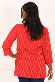 Pink Gamthi Print Cotton Kurti