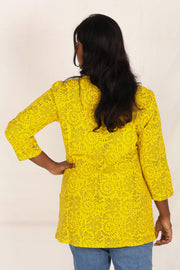 Yellow Rose Kutchi Hand Block Printed Cotton Kurti 10071532