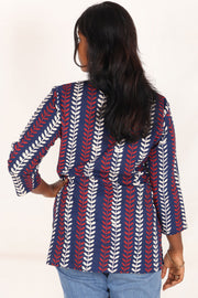 Delft Blue Hand Block Printed Kurti 10071537