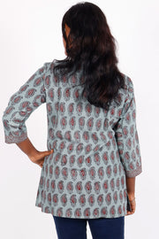 Arctic Blue Bagh Printed Cotton Kurti 10071552