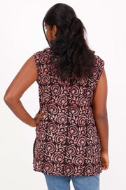 Sepia Black Bagh Printed Cotton Kurti 10071562