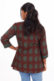 Deep Brown Bagh Printed Cotton Kurti 10071565