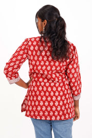 Pigment Red Bagh Printed Cotton Kurti 10071566