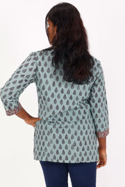 Arctic Blue Bagh Printed Cotton Kurti 10071573