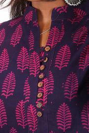Naga Purple Kutchi Hand Block Printed Cotton Kurti 10071650