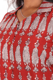 Turkey Red Bagh Printed Cotton Kurti 10071653