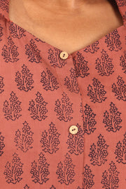 Mars Brown Bagh Printed Cotton Kurti 10071654