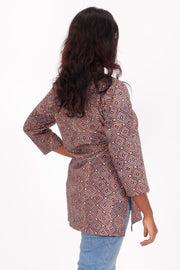 Arctic Blue Ajrakh Printed Cotton Kurti 10072051