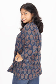 Blue Ajrakh printed kurti 10072054