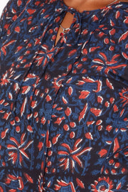 Dark Raisin Black Jahota Hand Block Cotton Kurti 10072356