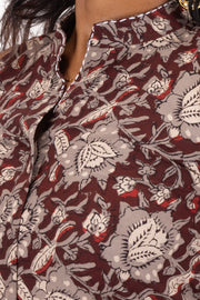 Brown Jahota Hand Block Cotton Kurtis 10072377