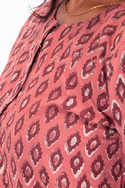 Pink Jahota Hand block Printed Cotton Kurti 10072378