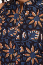 Blue Jahota Hand Block Cotton Kurtis 10072381