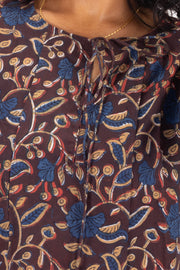 Brown Jahota Hand block Printed Cotton Kurti 10072382