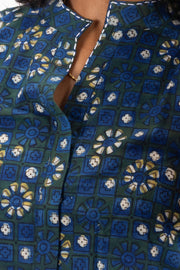 Blue Jahota Hand block Printed Cotton Kurti 10072387