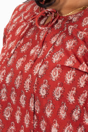 Red Jahota Hand Block Cotton Kurtis 10072393