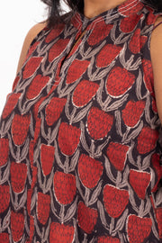 Red Jahota Hand block Printed Cotton Kurti 10072395