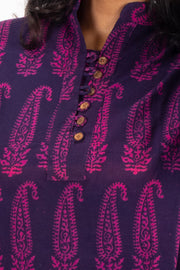 Purple Kutchi Hand Block Printed Cotton Kurtis 10072399