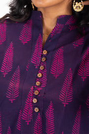 Purple Kutchi Handblock Printed Cotton Kurtis 10072400