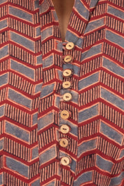 Maroon Ajrakh Printed Cotton Kurti 10072402