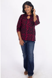 Maroon Batik Printed Rayon Kurti 10076418