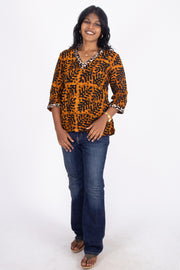 Yellow Batik Printed Rayon Kurti 10076419