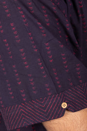 Indigo Handblock Print Pre-Washed Pure Cotton Crop Shirt 10074621