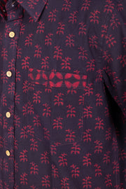 Indigo Handblock Print Pre-Washed Pure Cotton Crop Shirt 10074628