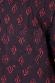 Indigo Handblock Print Pre-Washed Pure Cotton Crop Shirt 10074630