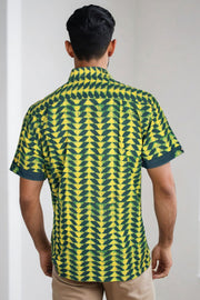 Indigo Handblock Print Pre-Washed Pure Cotton Shirt 10075459