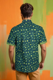 Indigo Handblock Print Pre-Washed Pure Cotton Shirt 10075464