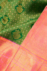 Forest Green Pure Zari Korvai Kanjivaram Silk Saree 10062638
