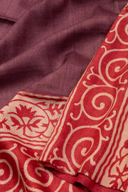  Mauve Printed Tussar Silk Saree 10076290