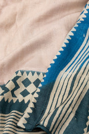 Beige Printed Tussar Silk Saree 10076294