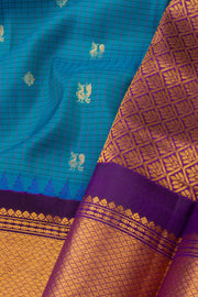 Blue Gadwal Kuttu Silk Saree 10075415