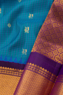 Blue Gadwal Kuttu Silk Saree 10075415