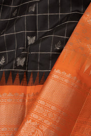 Black Gadwal Kuttu Silk Saree 10075422