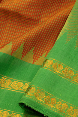 Orange Gadwal Kuttu Silk Saree 10075424