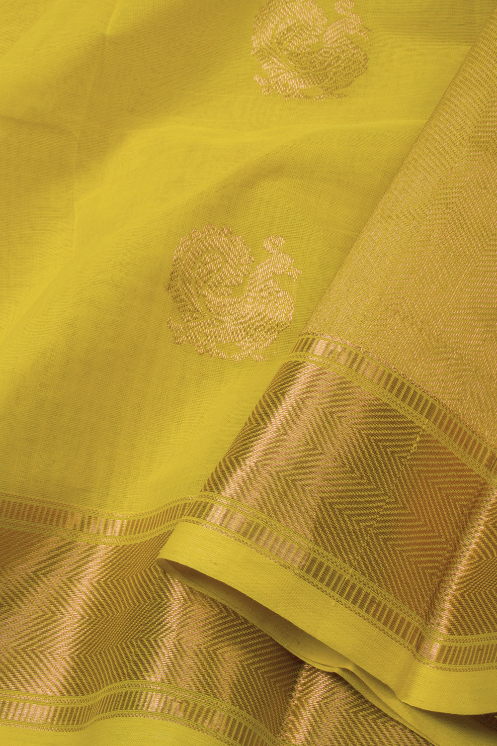 Yellow Handloom Kanchi Cotton Saree  - Avishya