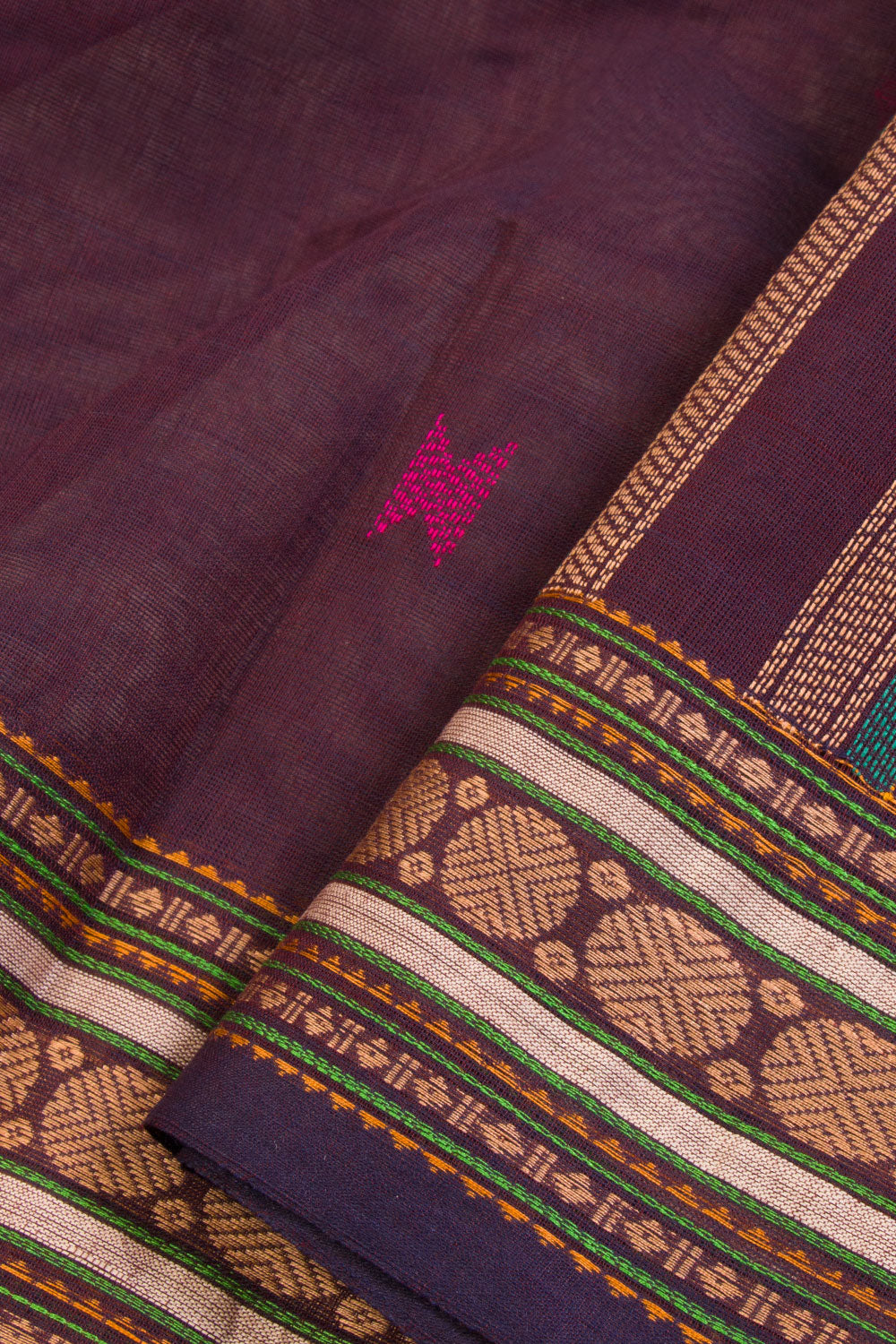 Brown Handwoven Kanchi Cotton Saree 10069239 - Avishya