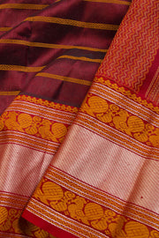 Maroon Handloom Kanchi Silk Cotton Saree 10069252 - Avishya