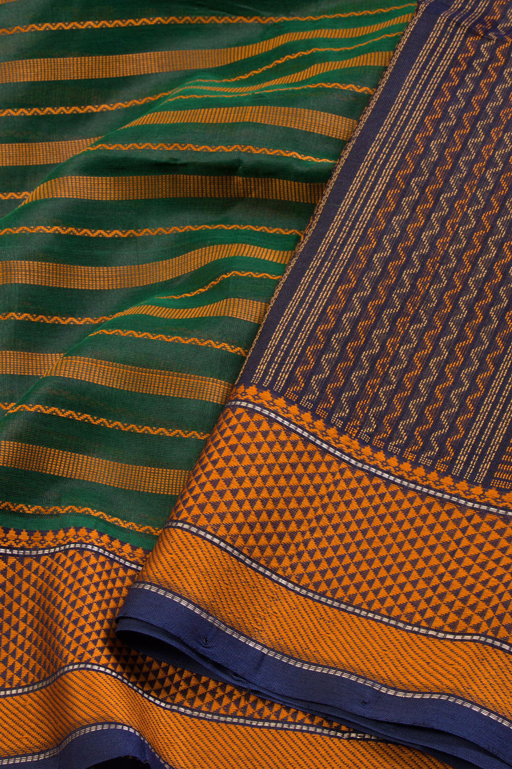 Green Handloom Kanchi Silk Cotton Saree 10069254 - Avishya